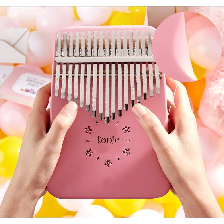 Đàn kalimba màu hồng chibi cute hoạt hình - âm vang hay không tịt nốt Tonic Kalimba