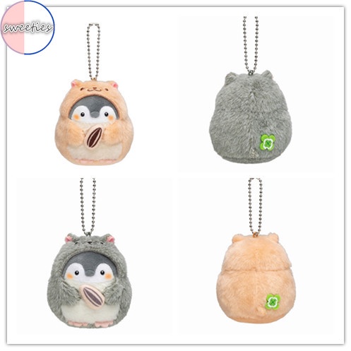 Móc khóa hình chuột hamster/chim cánh cụt nhồi bông dễ thương
