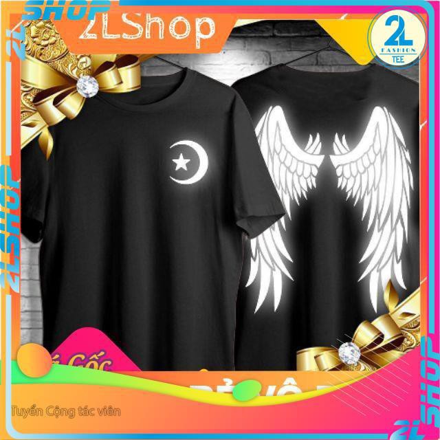 Áo thun unisex nam nữ form rộng tay lỡ cánh thiên thần phản quang chất cotton mềm co dãn- 2LSHOP