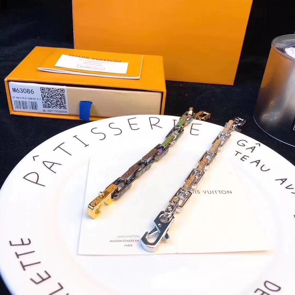 Vòng tay dạng xích nhiều màu bằng kim loại 21cm cho unisex