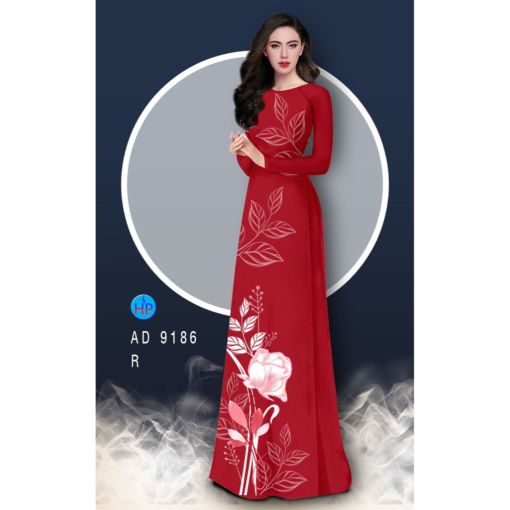 Vải may áo dài in họa hồng và những chiếc lá, vải mềm mịn đa dạng nhiều màu sắc