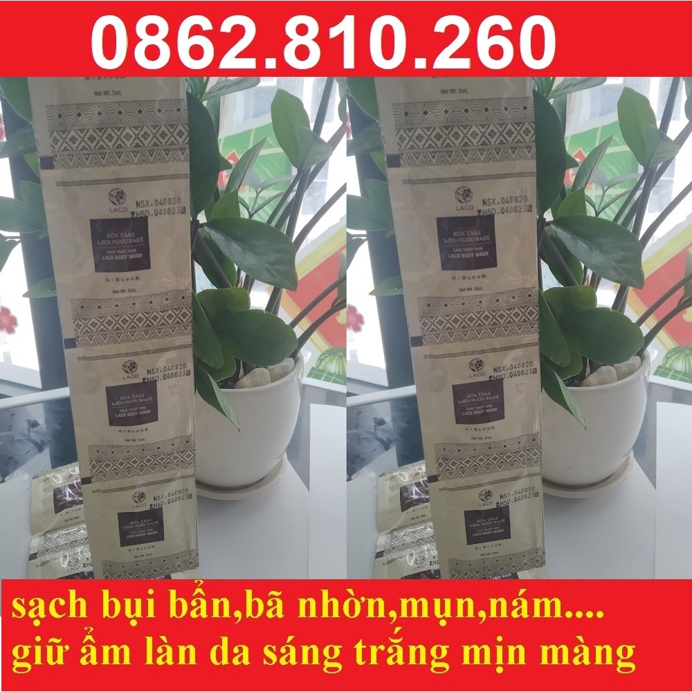 GÓI 5ML sữa tắm trắng da men rượu sake LACO,làm mịn,nhả nắng,đều màu da,ngừa mụn lưng[kem dưỡng trắng da body đẹp thân] | BigBuy360 - bigbuy360.vn