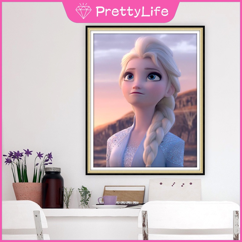 Bộ Tranh Đính Đá 5D Tự Làm Hình Cô Gái Băng Giá 30x40cm / 40x50cm Trang Trí Nhà Cửa