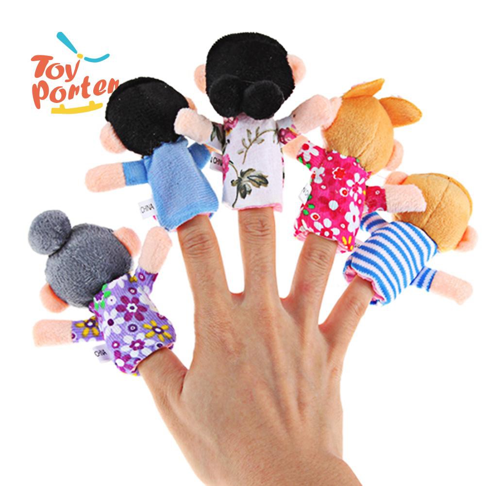 BA 6pcs Baby Kids Plush Cloth Play Game Learn Story Family Finger Puppets Toys