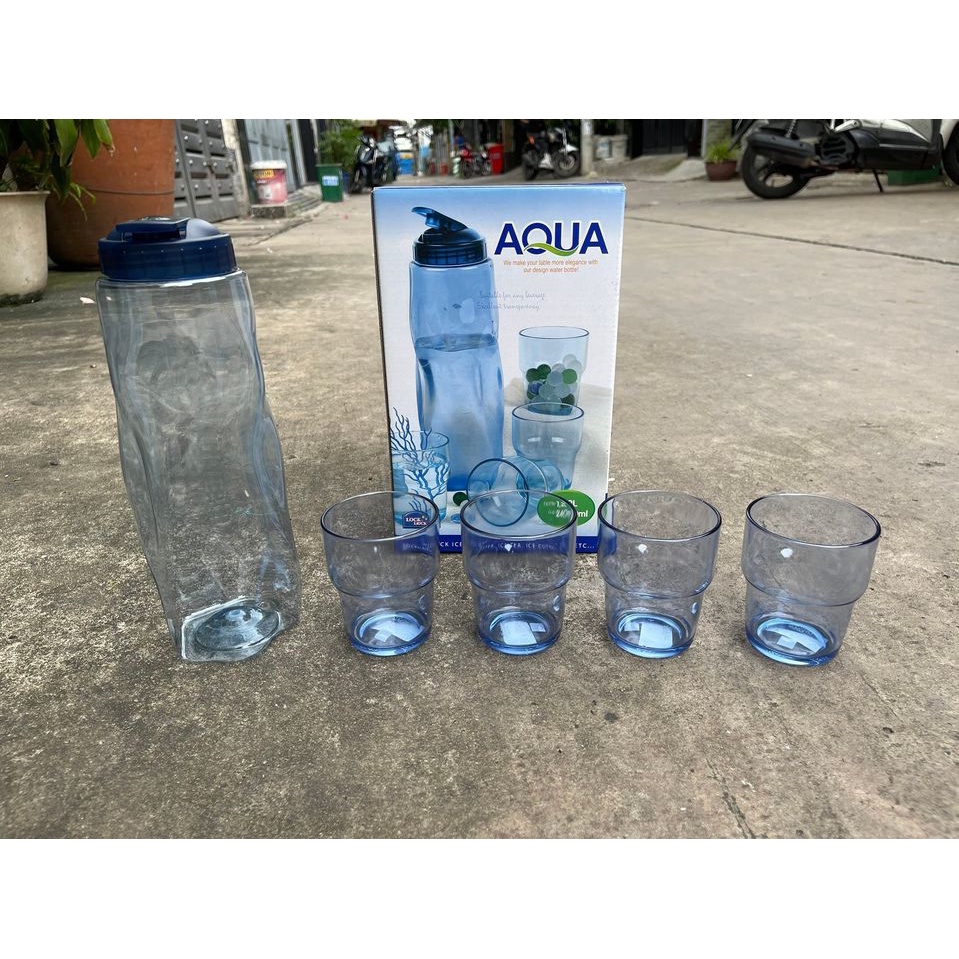 bộ bình +4ly Lock Lock Aqua
