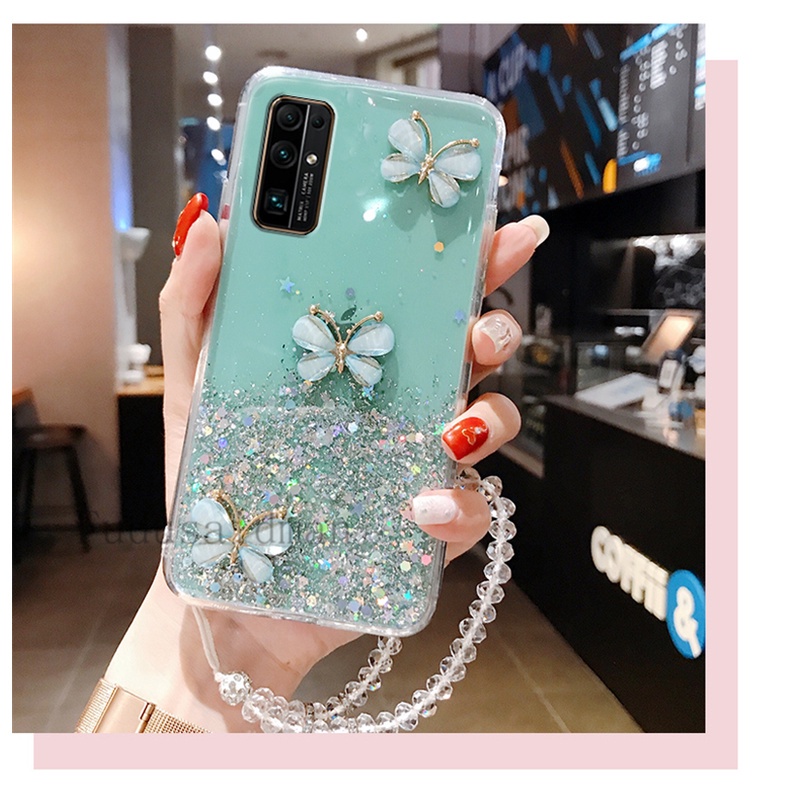 Ôp Điện Thoại Silicon Hình Bướm 3d Lấp Lánh Kèm Dây Đeo Cho oppo a38 a18 a58 a78 a16 a16s a17 a17k a96 a76 a95 a94 a55 a54 a74 Ốp