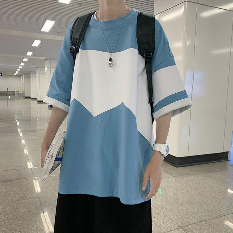 Áo Thun Cotton Tay Ngắn Màu Trơn Dáng Rộng Thời Trang Mùa Hè Phong Cách Hàn Quốc Cho Nam