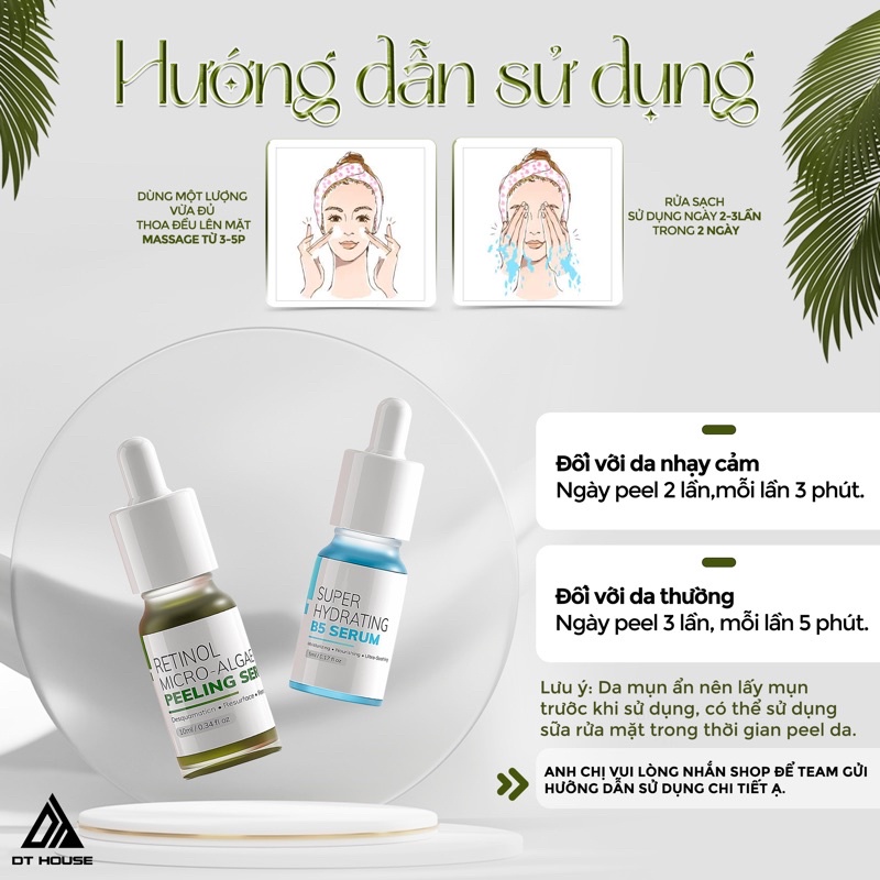 Peel da vi tảo retinol Le Peau 10ml, serum tái tạo da sinh học, Tặng B5 - LEPEAU VIETNAM