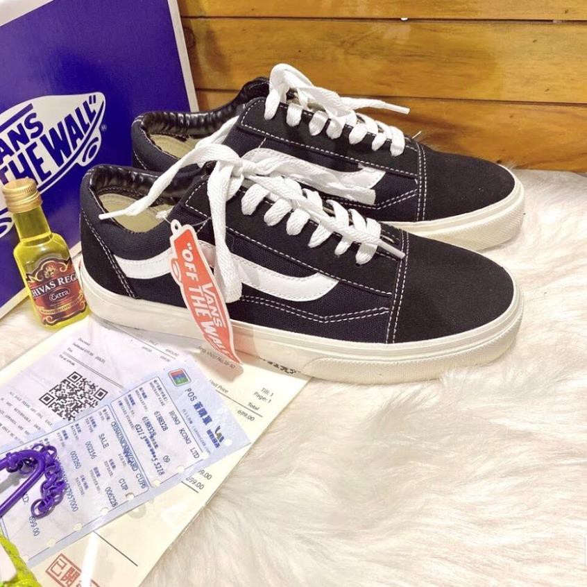 Giày thể thao VANS VAULT OLD SKOOL đen kẻ trắng nhung nỉ cao cấp 2021