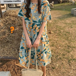 [ORDER] Đầm babydoll vải xô họa tiết hoa lá mùa hè xinh xắn D116