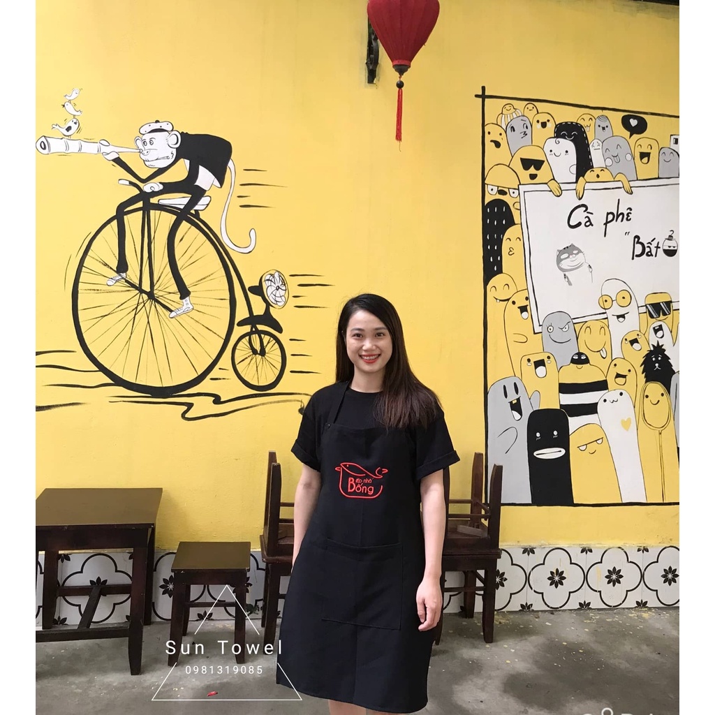 Tạp dề cho spa, nail,mi,hair salon CHẤT LIỆU TUYẾT MƯA mềm mịn - giá chưa bao gồm thêu logo