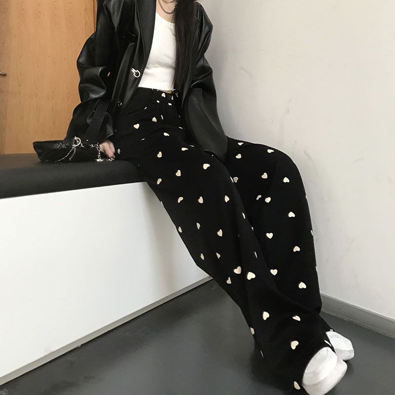 【ZHELIHANGFEI】Chân tình yêu legging cao quần ống rộng ống quần thẳng - phù hợp với tất cả các loại quần lau nhà