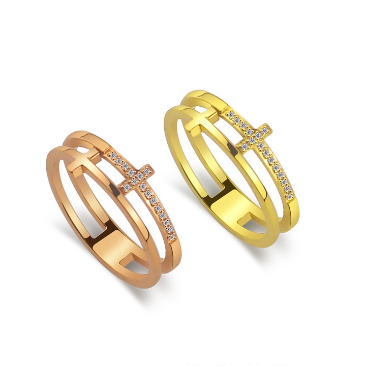 Nhẫn titan cao cấp kiểu thánh giá thời trang Hàn Quốc siêu đẹp, bền màu, hợp thời trang - Tặng hộp đựng xinh xắn