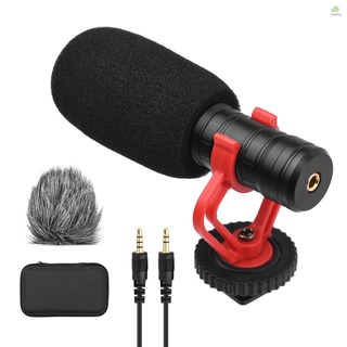 Micro đơn hướng Andoer có cổng 3.5mm với giá đỡ chống sốc và mút chắn gió có lông cho điện thoại máy ảnh dùng phỏng vấn