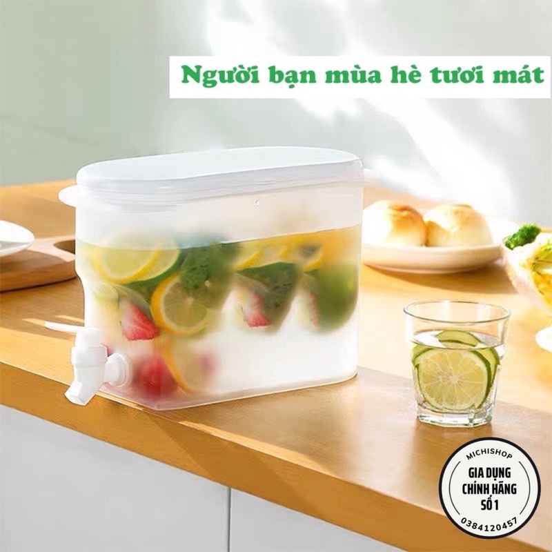 Hộp Đựng Nước, Bình Đựng Nước Có Vòi 3.5L Để Tủ Lạnh Nhựa Việt Nhật Cao Cấp Mẫu Mới, Bình Đựng Trà, Nước Trái Cây Có Vòi