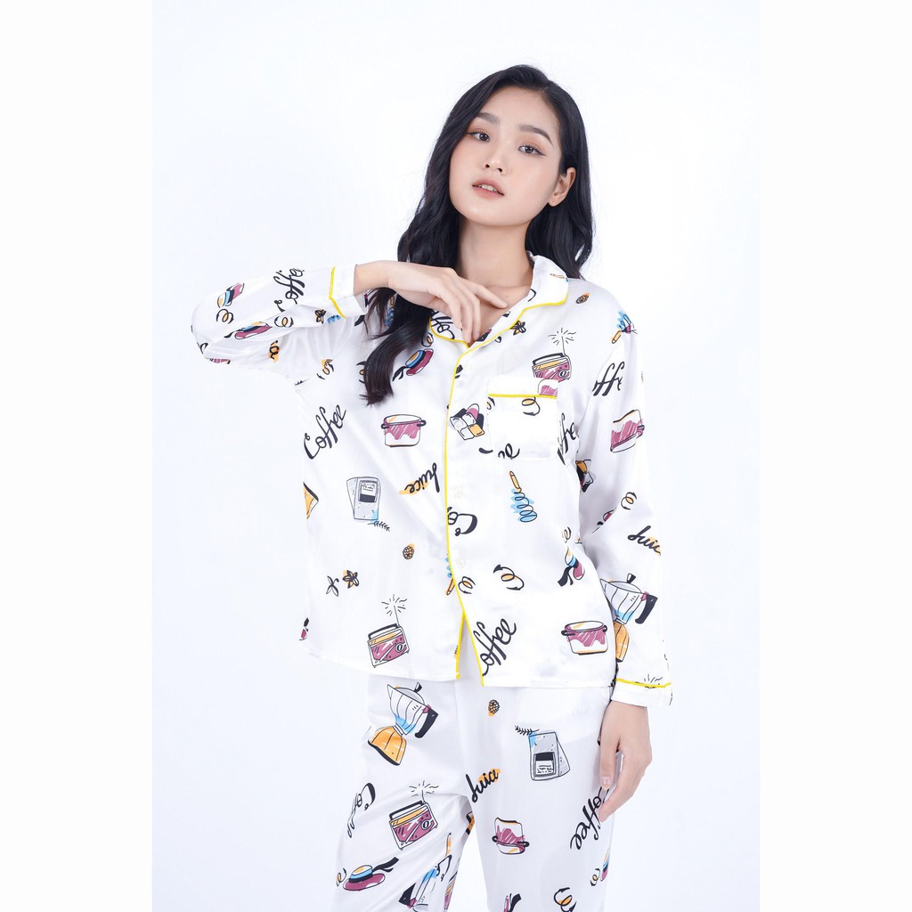 Bộ pijama lụa hình tay dài quần dài | BigBuy360 - bigbuy360.vn