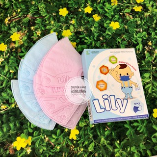 (MẪU LOGO MỚI) KHẨU TRANG Y TẾ LILY THIẾT KẾ 3D CHO EM BÉ HỘP 10 CÁI