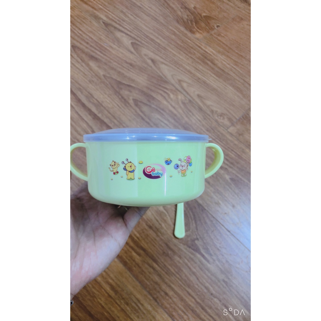 Bát ăn dặm inox 2 lớp giữ nhiệt kèm thìa có nắp cho bé GB baby [ FREE SHIP - HÀNG CHÍNH HÃNG] [ SIZE ĐẠI]