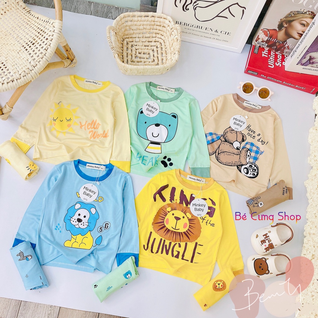 Sale Sốc ! Bộ Dài Tay THUN LẠNH MINKY MOM Họa Tiết  Động Vật  Cho Bé Trai, Bé Gái (SP38)