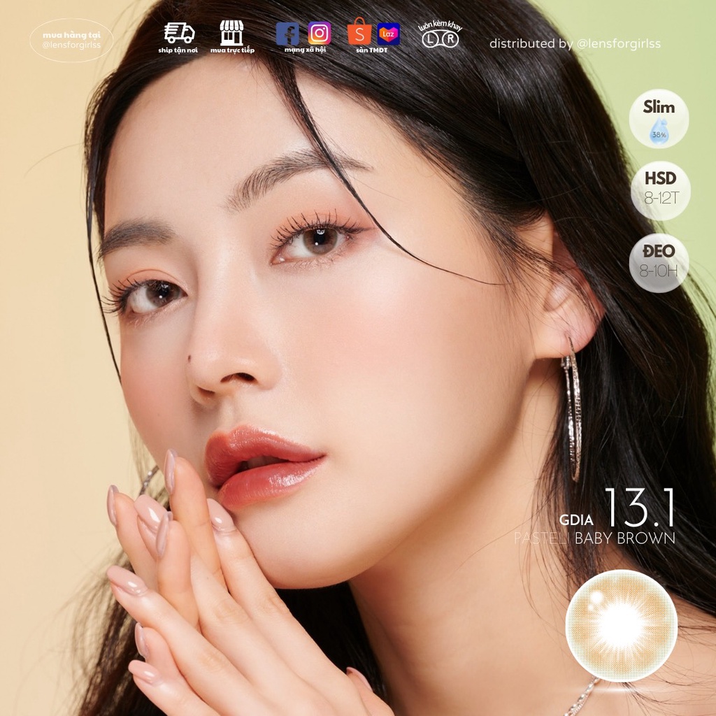 Kính áp tròng màu pastel PASTELI BABY BROWN chính hãng ISHA KOREA | Hsd 8-12 tháng | Lens cận