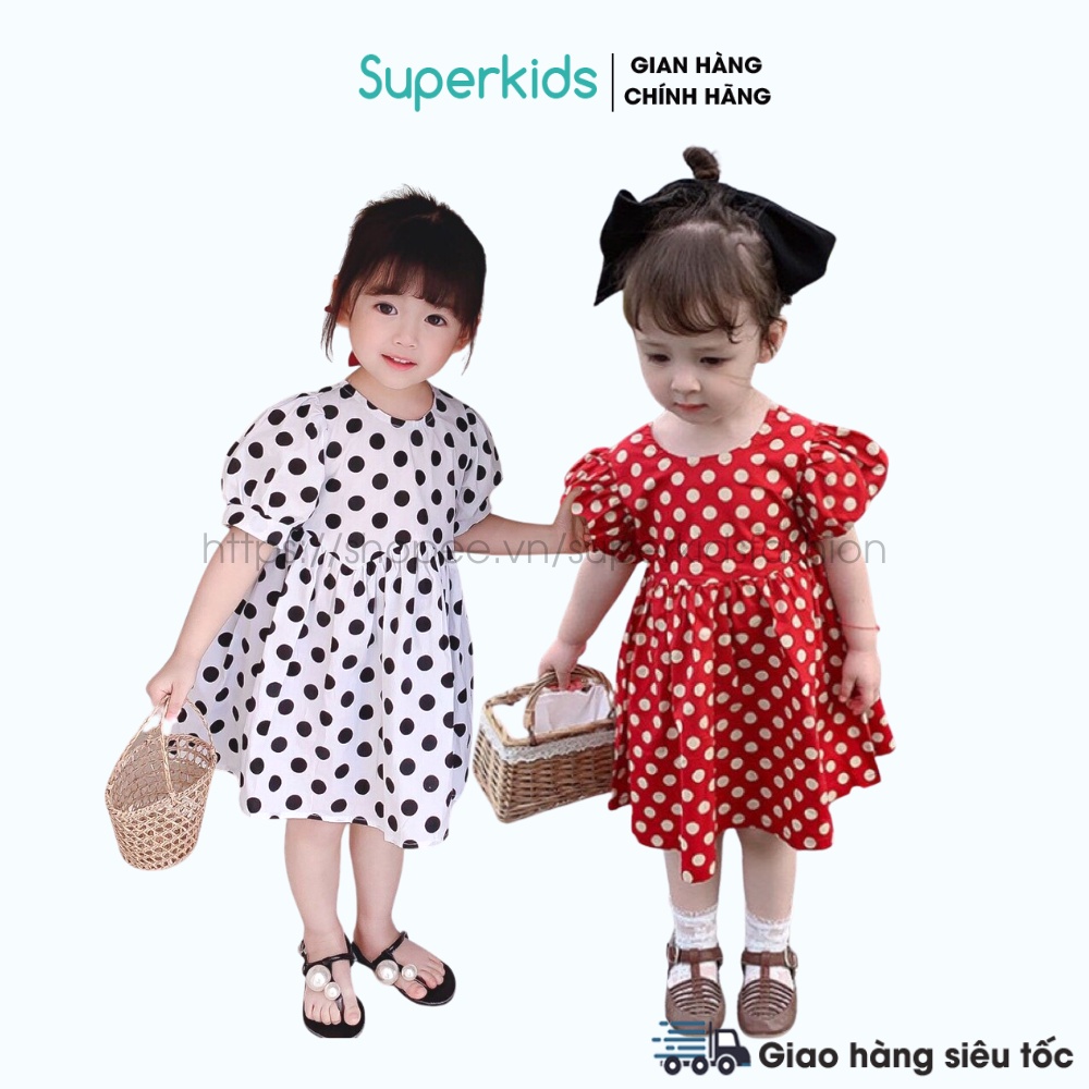 Váy cho bé gái, Đầm họa tiết chấm bi 8-22kg  QATE784