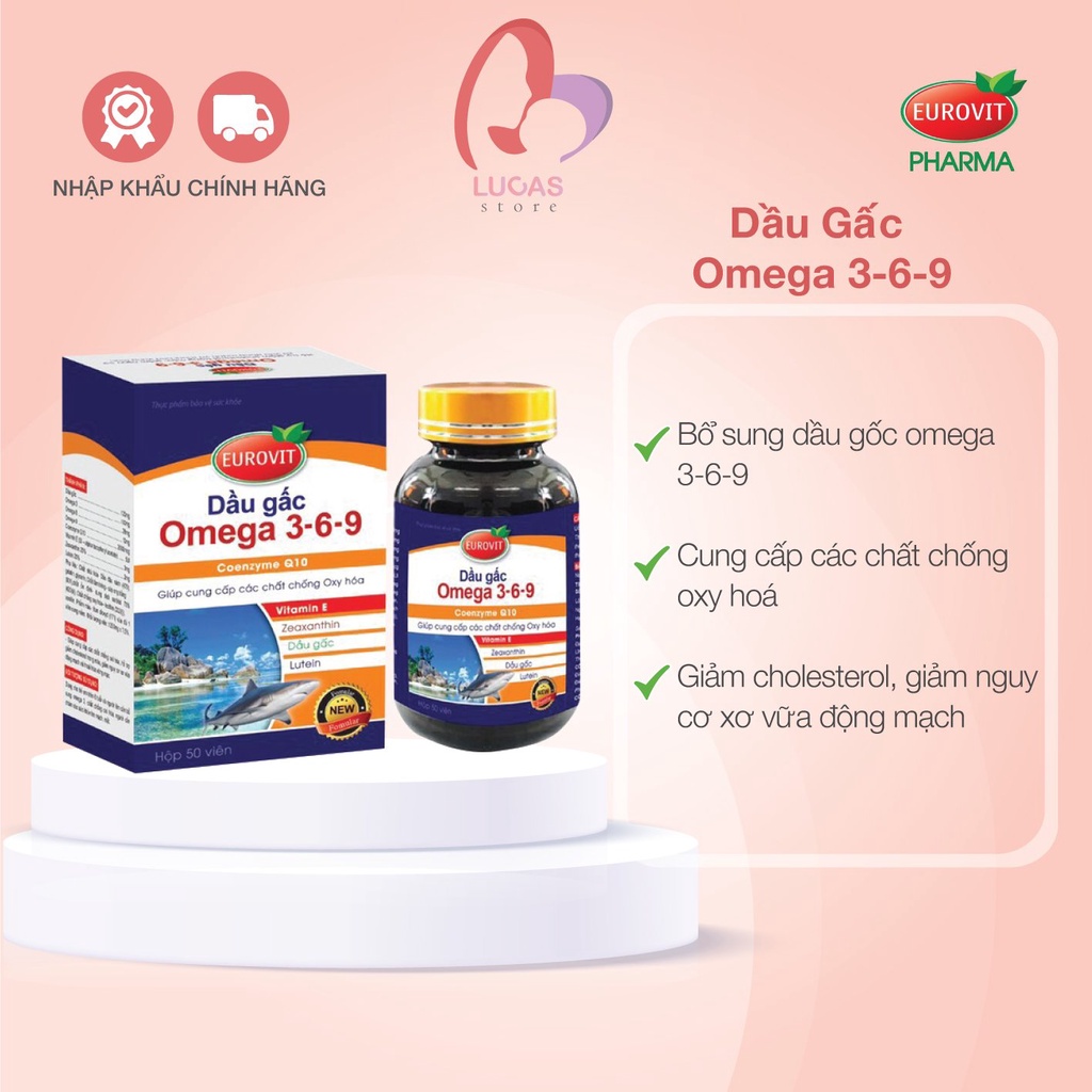 Dầu Gấc Omega 3-6-9 Bổ Sung Vitamin Làm Đẹp Da Chống Lão Hóa Nhức Mỏi Mắt Hộp 50 Viên - TP092