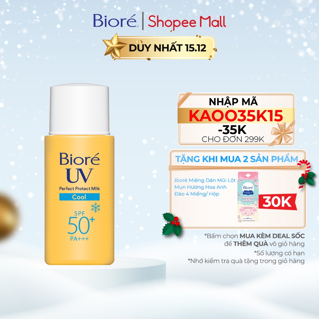 Bioré Sữa Chống Nắng Bảo Vệ Hoàn Hảo MÁT LẠNH Biore UV SPF50+/PA+++ 25ML