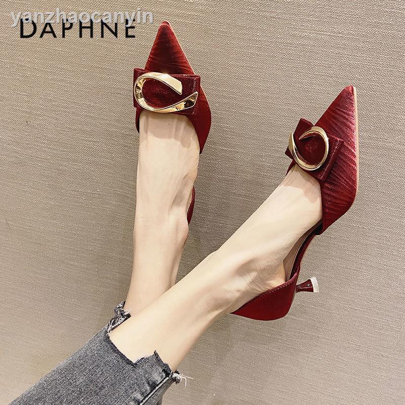 Daphne Giày Cao Gót Phối Khóa Kim Loại Xinh Xắn Thời Trang Cho Nữ