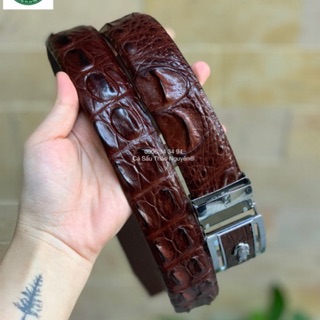 Dây nịt da cá sấu thật liền nguyên miếng bản 3,5CM - Cá Sấu Thảo Nguyên