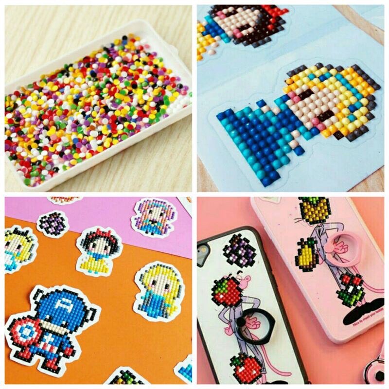Tranh đính đá cho bé, sticker đính đá DIY trang trí, đồ thủ công cho bé dán điện thoại, dán sách, dán ly, cặp…
