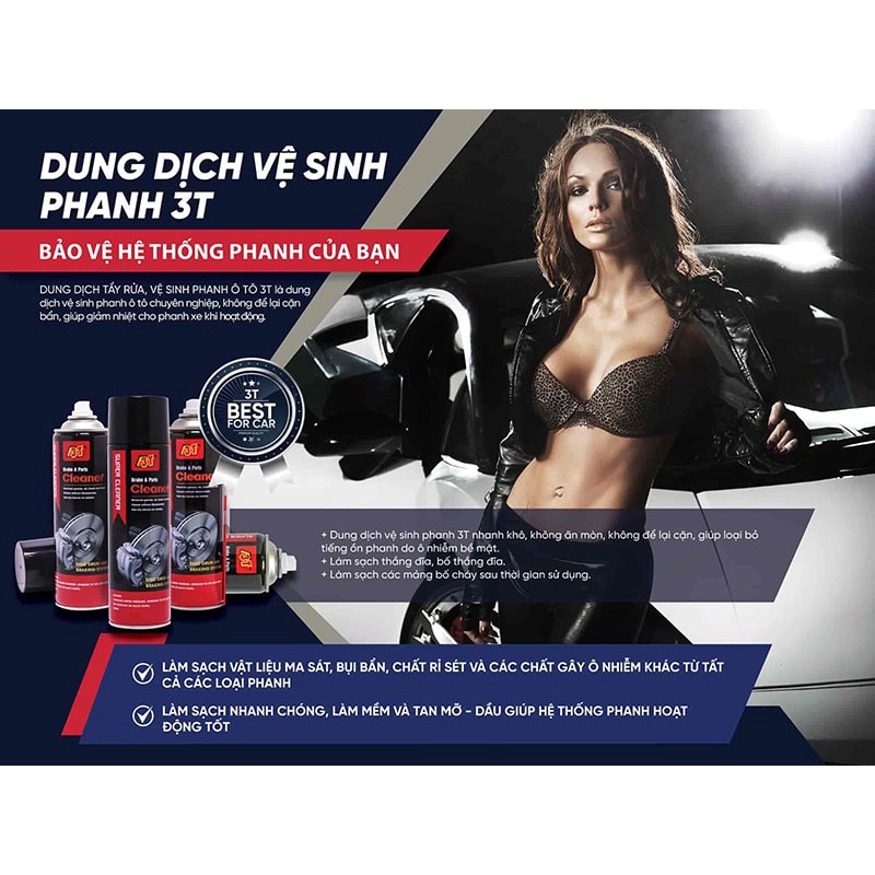 Dung dịch tẩy rửa vệ sinh phanh thắng đĩa ô tô xe máy - Hàng chính hãng 3T