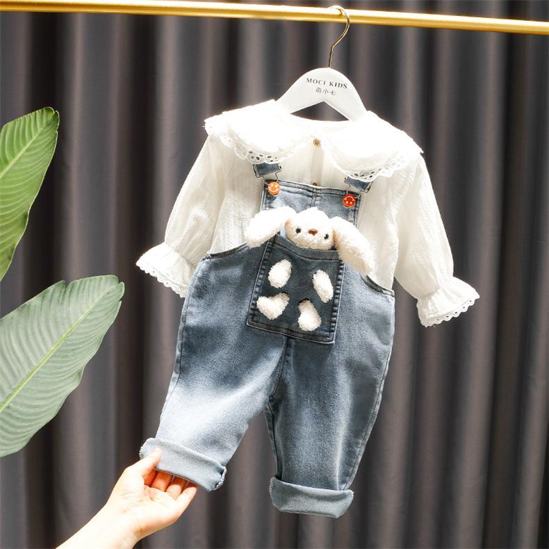 2021Bộ Quần Yếm Bé Gái Mùa Thu Mẫu Mới Quần Dài Bé Gái Nổi Tiếng Trên Mạng Denim Áo Sơ Mi Bé Gái Dễ Thương Thời Trang Hàn Quốc | BigBuy360 - bigbuy360.vn