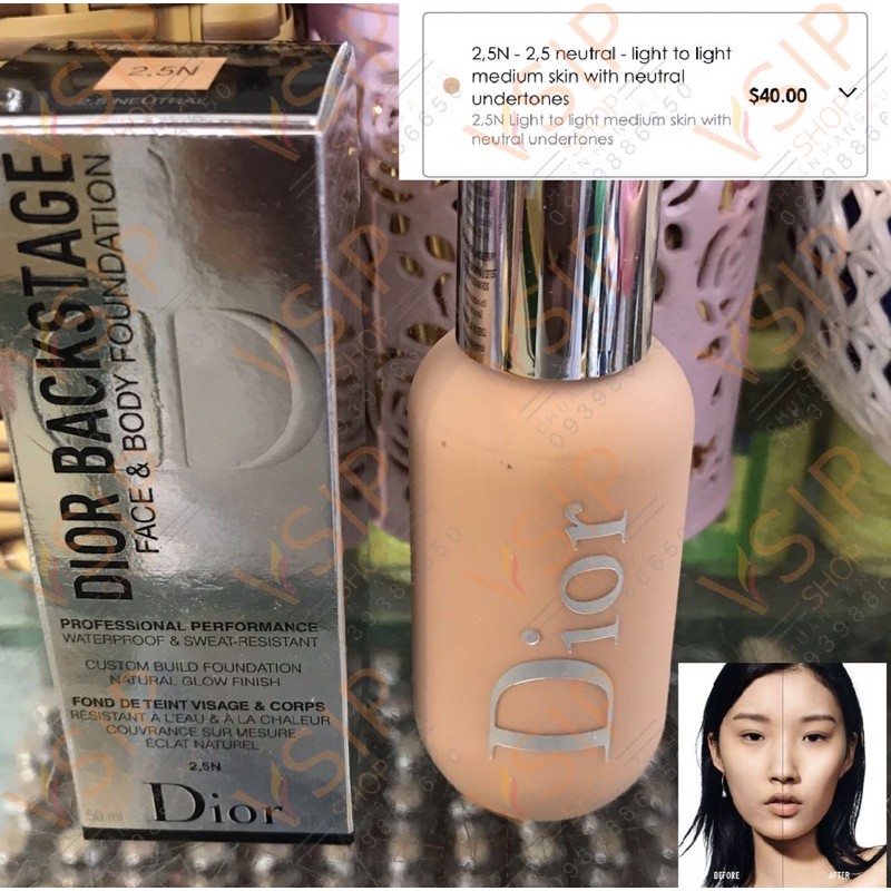 Chính Hãng -[Màu 2.5N - Tự Nhiên] Kem Nền Dior Backstage Face And Body Foundation 50ml