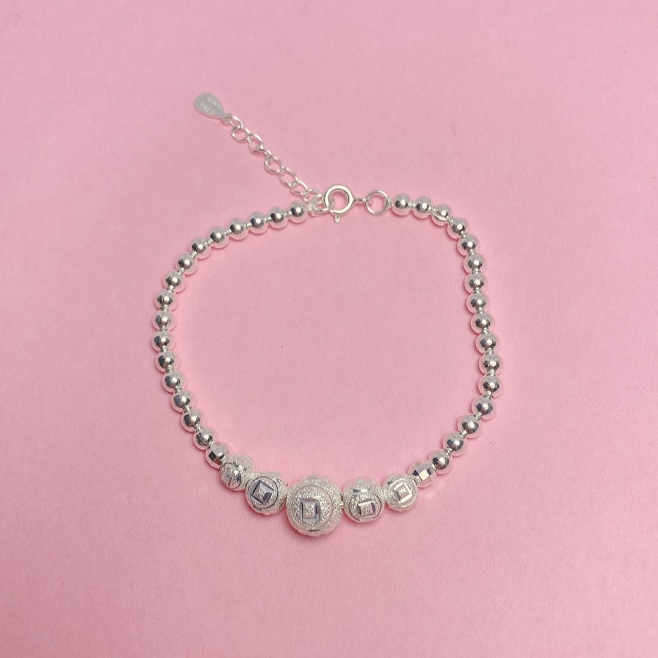 Lắc tay nữ bi bạc, Vòng tay nữ chất liệu bạc ta cao cấp - Trang sức bạc Evasilver