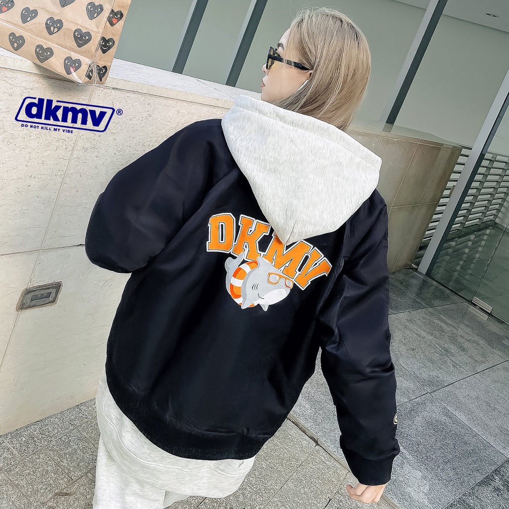 Áo khoác bomber dù unisex DKMV màu đen - Áo bomber Swag Fish