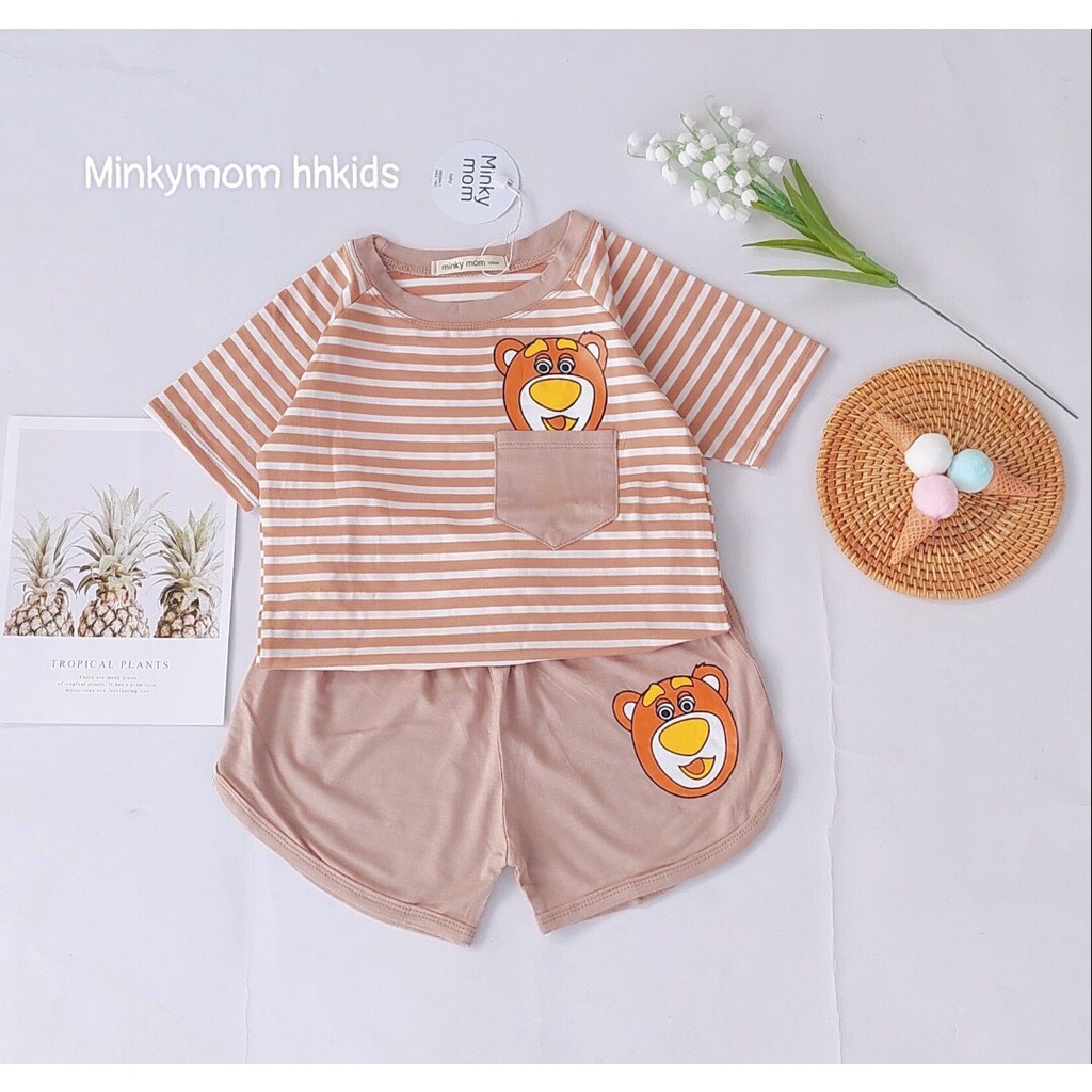 Bộ cộc tay sọc dệt cho bé trai và gái.