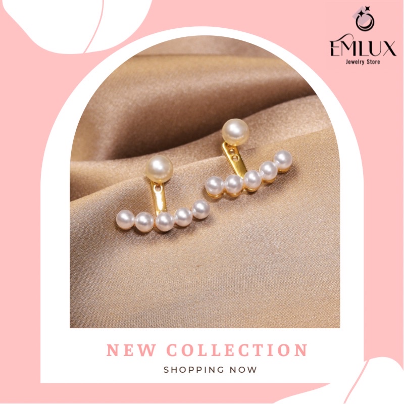 Khuyên tai Bông tai nữ ngọc trai nhân tạo hot trend Hàn Quốc Emlux Jewelry Store