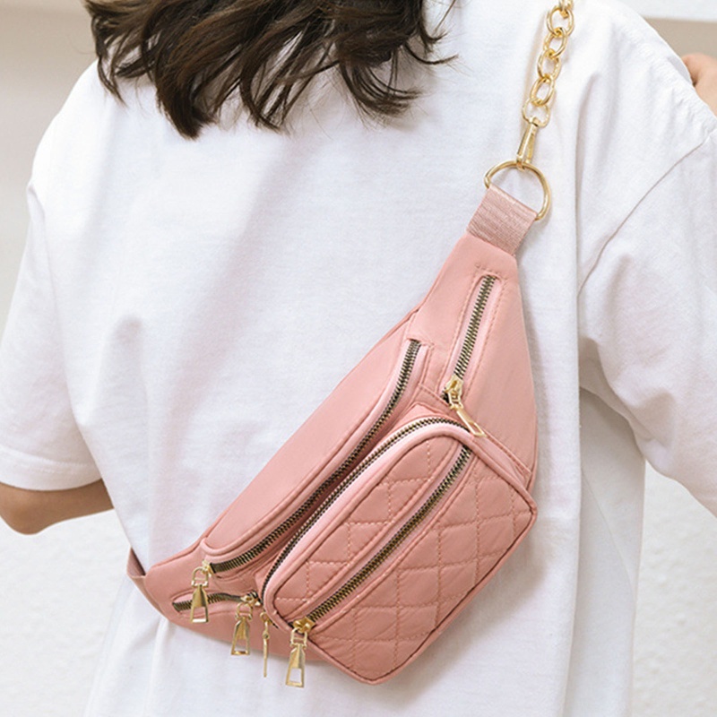 QQ Túi Đeo Thắt Lưng Bằng Nylon Có Khóa Kéo Thời Trang Cho Nữ