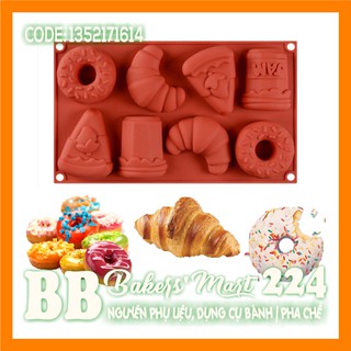 💥 FREESHIP 💥 Khuôn silicone vỉ Donut, Sừng bò, bánh... 8c (VT1614)