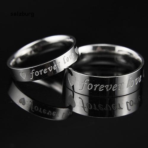 Nhẫn đôi kim loại phối dòng chữ "Forever Love" dành cho các cặp đôi