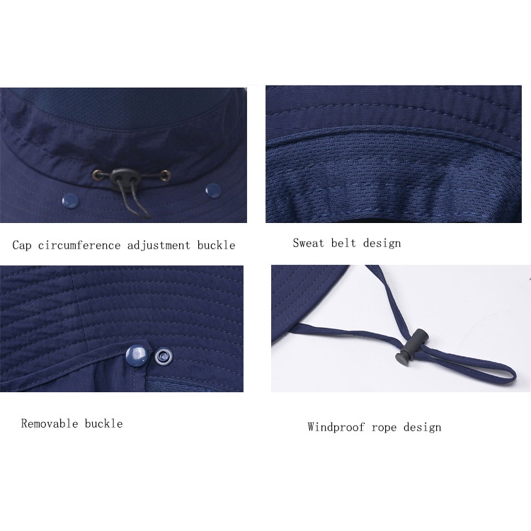 Mũ Tai Bèo Vành Rộng Phối Lưới Thoáng Khí Chống Tia UV Nhanh Khô