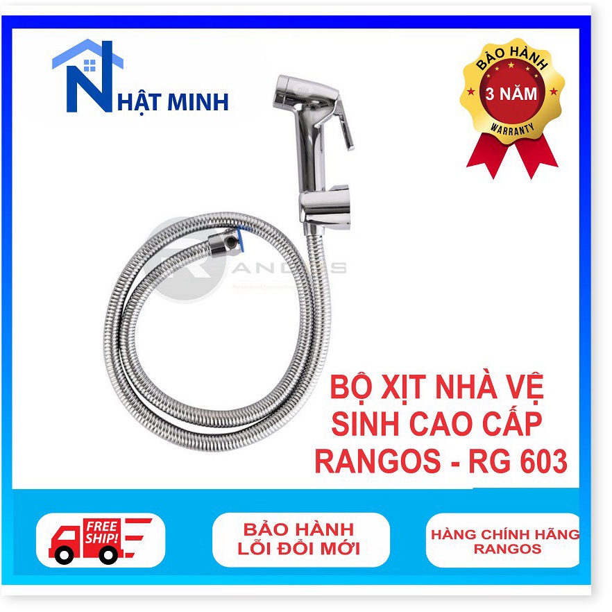 Vòi xịt vệ sinh cao cấp nước mạnh kèm dây và đế cài Rangos RG-603 hàng chất lượng