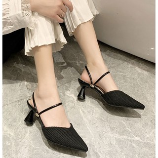 HÀNG SẴN_Giày Sandal Basic Mũi Nhọn Hai Kiểu Mặc Đế Tròn
