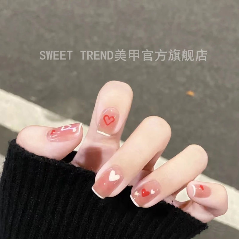 Sticker dán móng tay STZPRONAIL hình trái tim ngôi sao má hồng đỏ phong cách Pháp