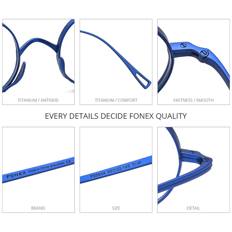 FONEX siêu nhẹ titanium tinh khiết mắt kính khung nam nghệ thuật cổ điển vòng khung khung có thể được trang bị với mức độ F85644 | BigBuy360 - bigbuy360.vn