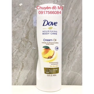 Date T1/2024_Dưỡng thể cho da khô Dove Cream Oil Mango & Almond butters Body Lotion 400ml của Mỹ