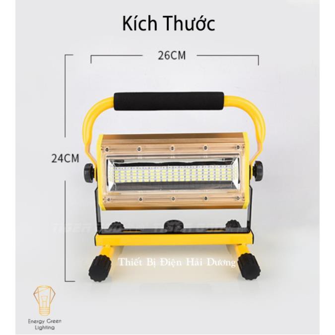 Pha Led Siêu Sáng Di Động 100w Pin Sạc Tích Điện W812 - Dung Lượng Pin Lớn - 4 Chế Độ Sáng - Có video