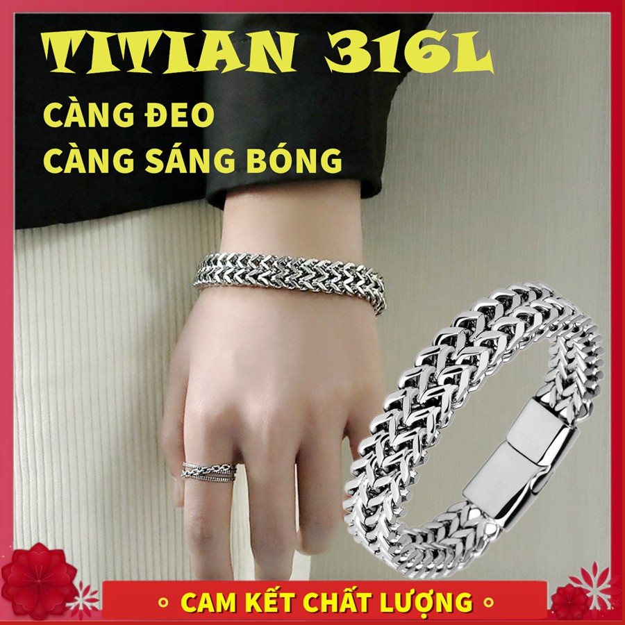 [Hàng loại 1] Vòng đeo tay/lắc tay nam dây xích bằng thép titan 316L cao cấp khóa cài nam châm đảm bảo chất lượng