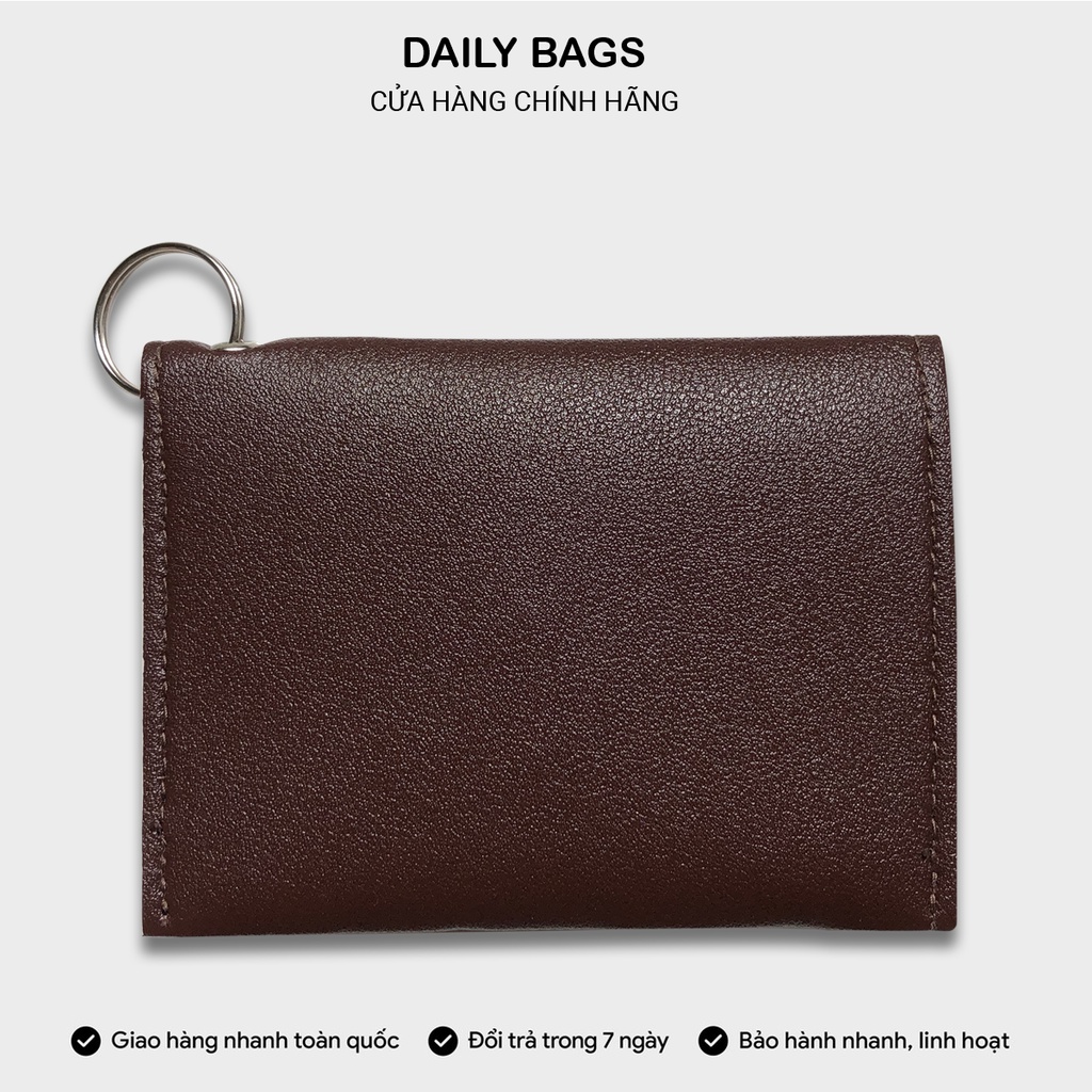 Móc khóa ví da thời trang nam nữ cao cấp sử dụng đựng tiền, thẻ ngân hàng, vé gửi xe, bảng tên - VIVI - DAILY BAGS