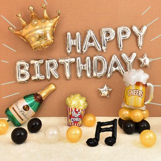 Set Trang Trí Sinh Nhật Happy Bridthday Bóng Trang Trí hình chai bia|TẶNG KÈM BƠM TAY|